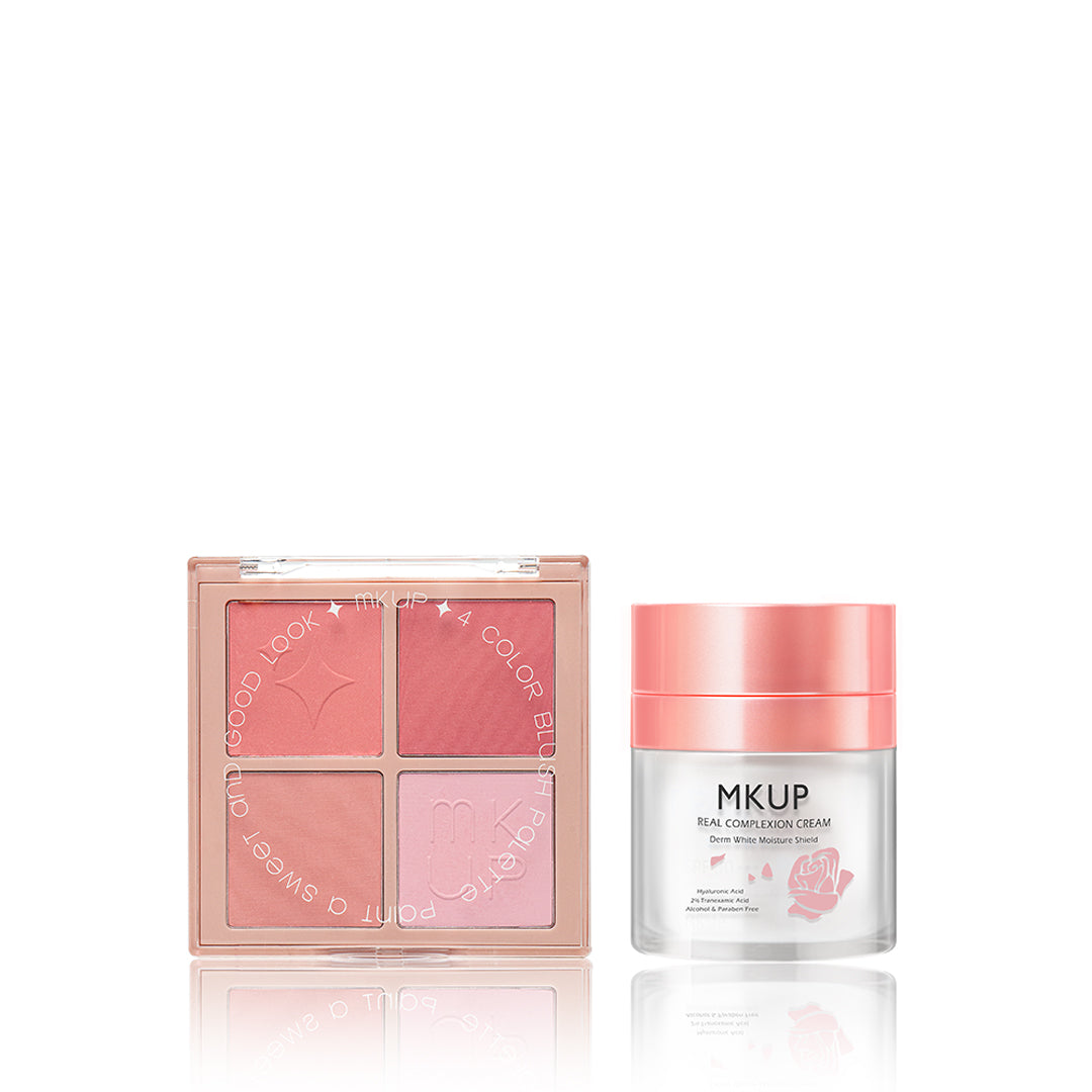 MKUP (PetalPlump Purple Cheek Palette / Blushing Beauty Palette) Pick One + 3 kinds of Real Complexion Cream Pick One