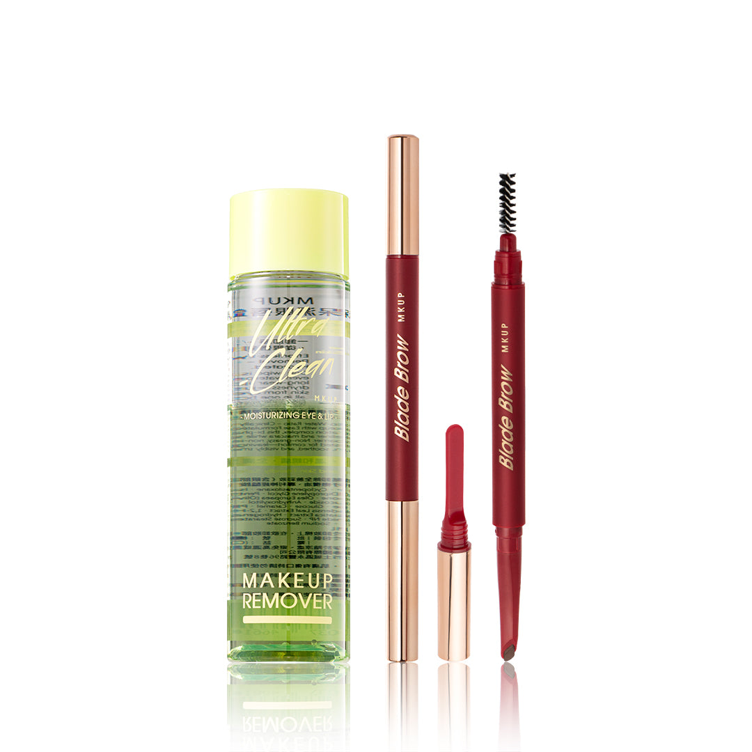 MKUP Ultra-Clean Moisturizing Eye & Lip Makeup Remover + Wild Brow Pencil