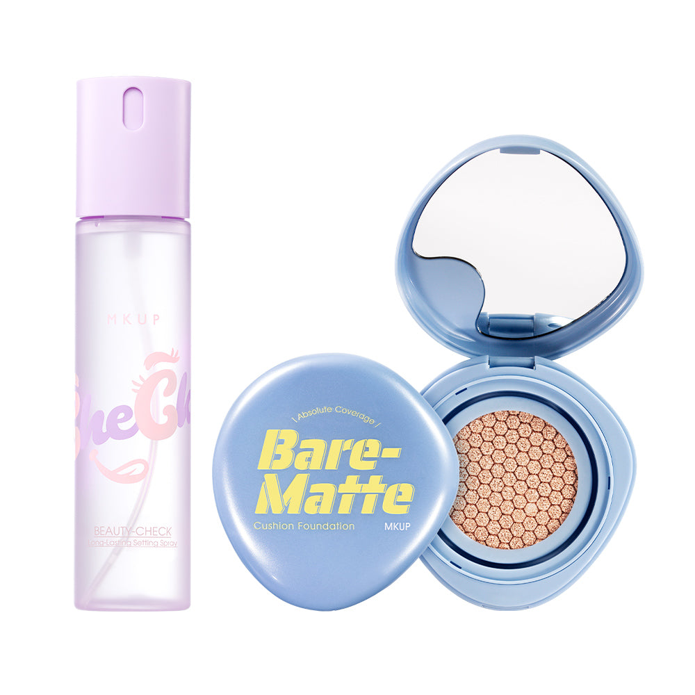 MKUP Beauty-Check Long-Lasting Setting Spray + Absolute Coverage Bare-Matte Cushion Foundation SPF25 PA++ | (Pre-order End Sep)