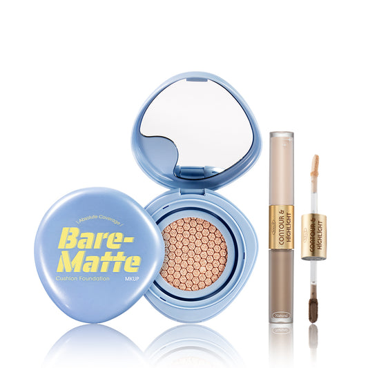 MKUP Absolute Coverage Bare-Matte Cushion Foundation (SPF25 PA++) + (Refined Definition Contour Highlighter / Slim and Sculpted Contour Palette) Pick One (PREORDER End July)