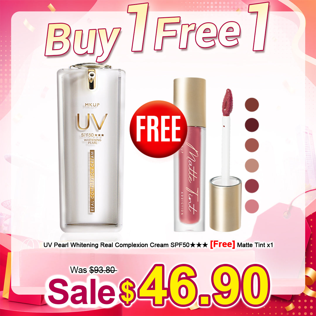 MKUP (Real Complexion Cream / Super Coverage Hydrating Real Complexion Cream SPF23★★★ / UV Pearl Whitening Real Complexion Cream SPF50★★★) 【Free】Matte Lip Tint