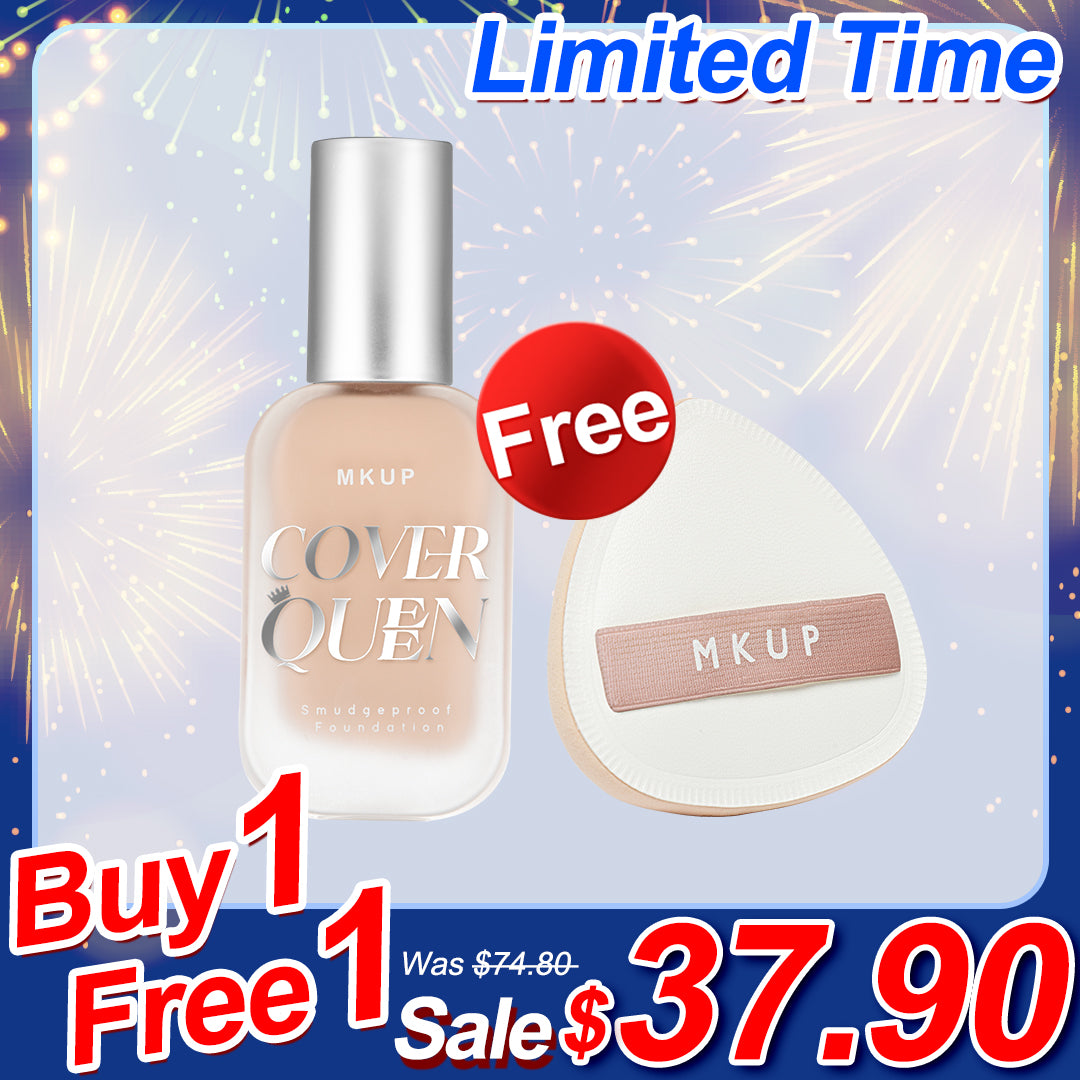 MKUP ( Cover Queen Smudgeproof Foundation SPF34★★★ / High Glow Long Lasting Foundation SPF34★★★ ) Pick One【Free】Bouncy Foundation Cushion