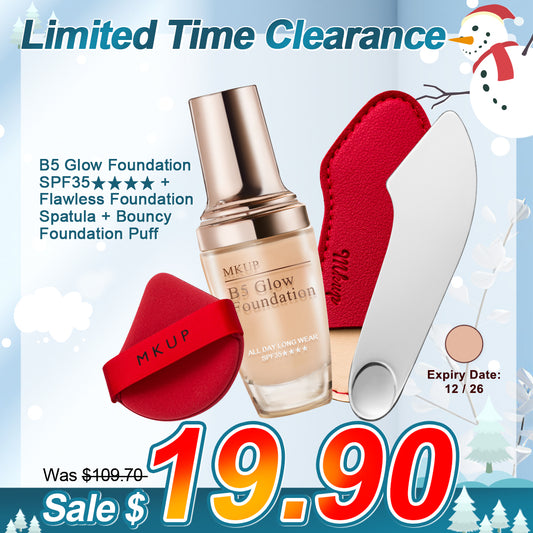 MKUP B5 Glow Foundation SPF35â
â
â
â
+ Bouncy Foundation Puff + Flawless Foundation Spatula