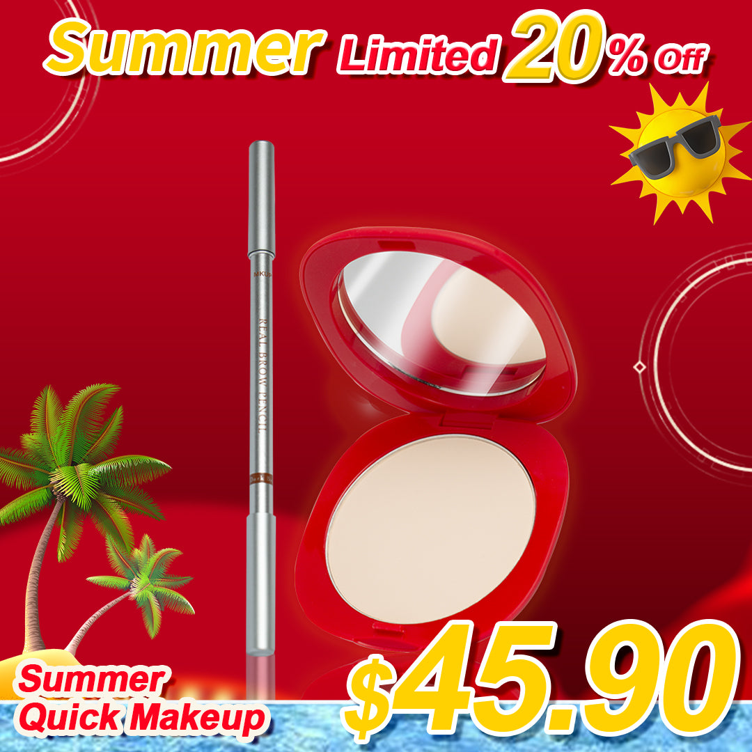 MKUP Full Coverage Flawless Skin Hydrating Powder + Fast Precision Eyebrow Pencil