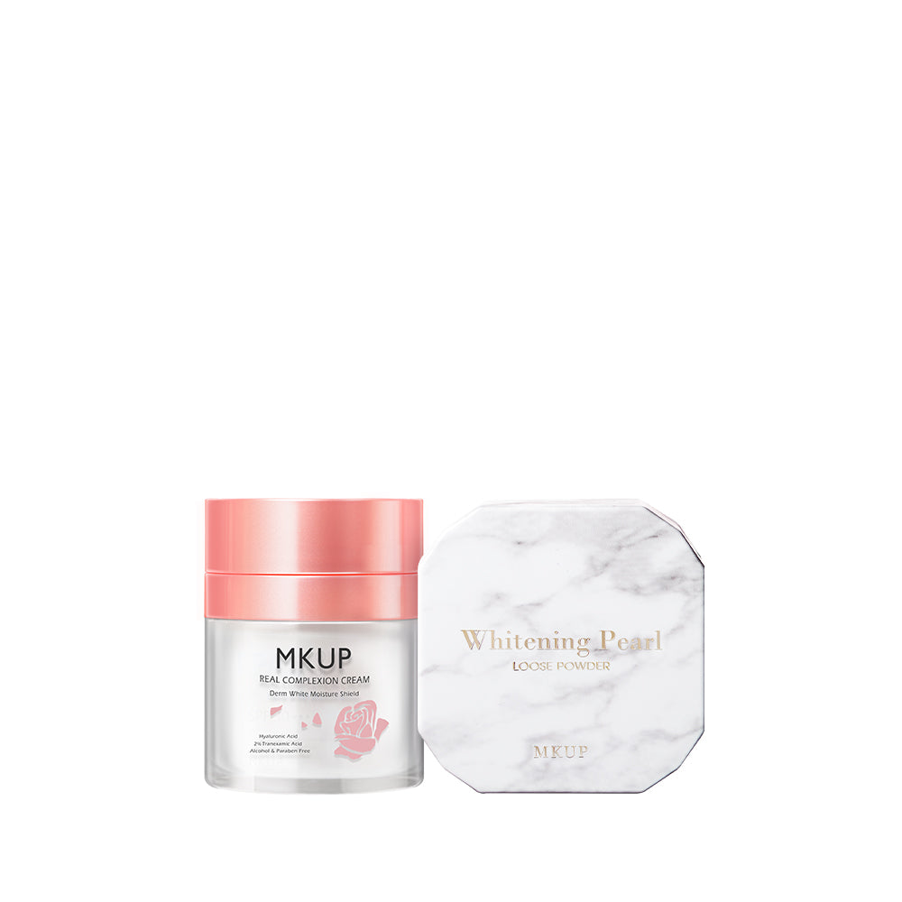 MKUP (Super Coverage Hydrating Real Complexion Cream / Real Complexion Cream / UV Pearl Whitening Real Complexion Cream SPF50 )Pick One + Pearl Loose Setting Powder