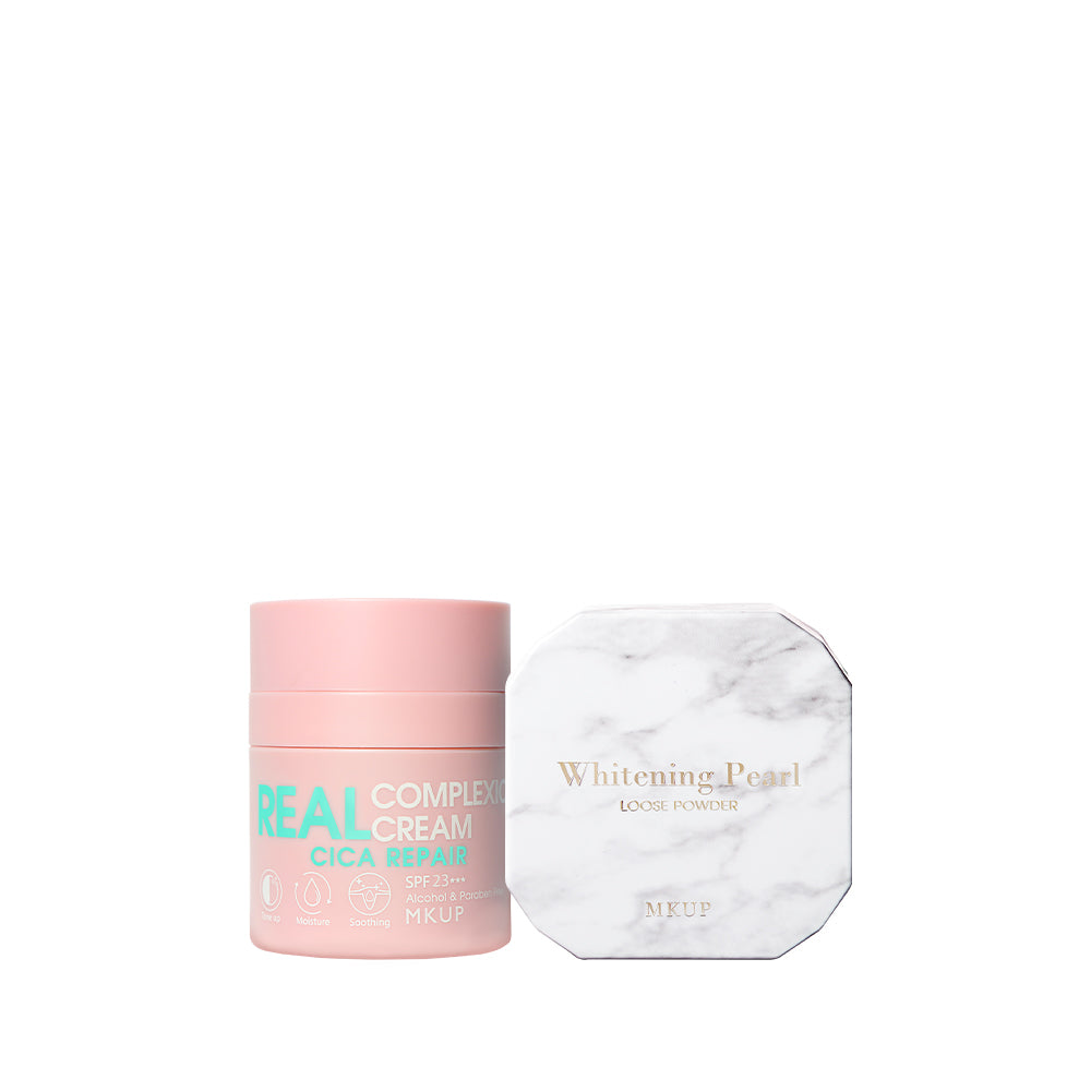 MKUP (Super Coverage Hydrating Real Complexion Cream / Real Complexion Cream / UV Pearl Whitening Real Complexion Cream SPF50 )Pick One + Pearl Loose Setting Powder