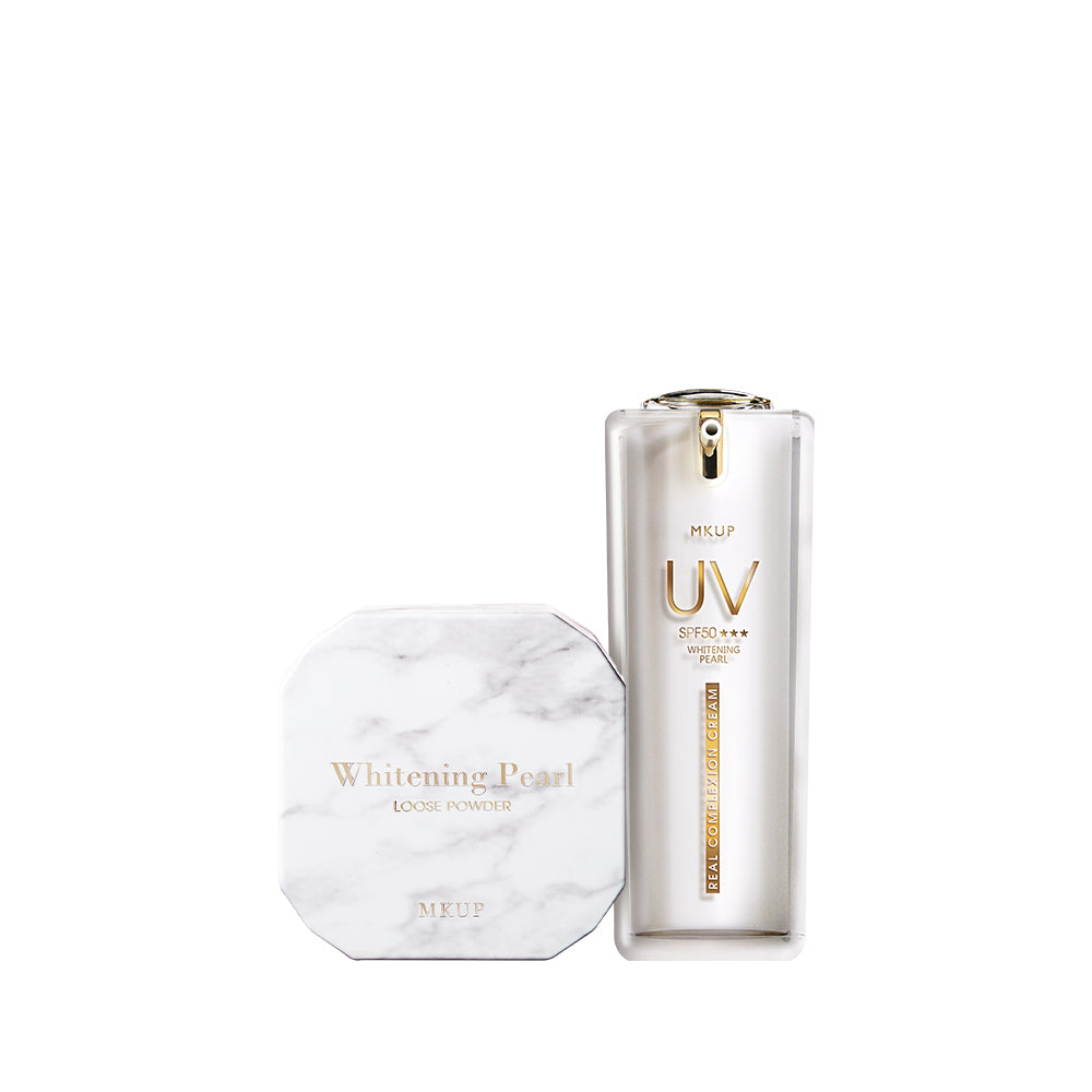 MKUP (Super Coverage Hydrating Real Complexion Cream / Real Complexion Cream / UV Pearl Whitening Real Complexion Cream SPF50 )Pick One + Pearl Loose Setting Powder