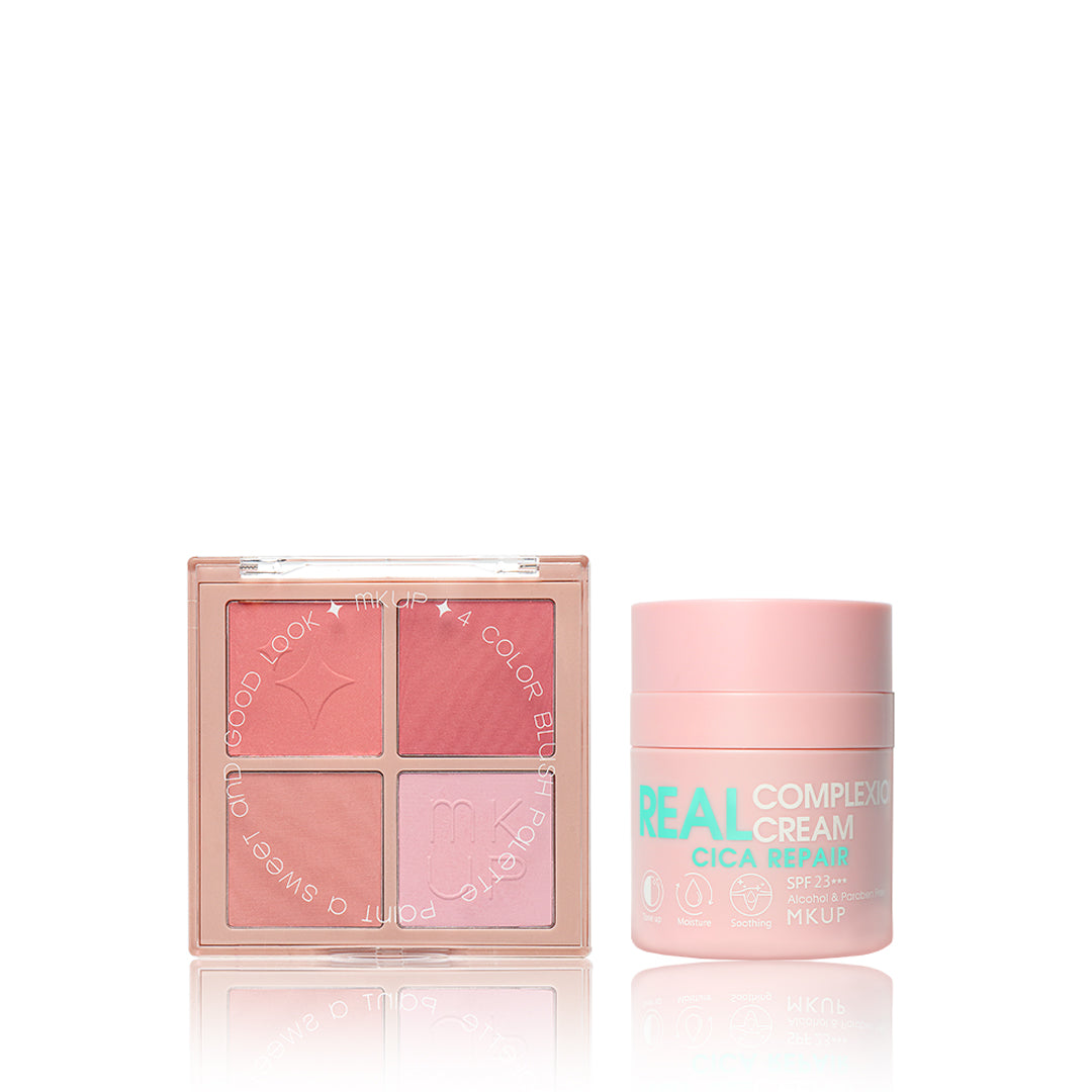 MKUP (PetalPlump Purple Cheek Palette / Blushing Beauty Palette) Pick One + 3 kinds of Real Complexion Cream Pick One