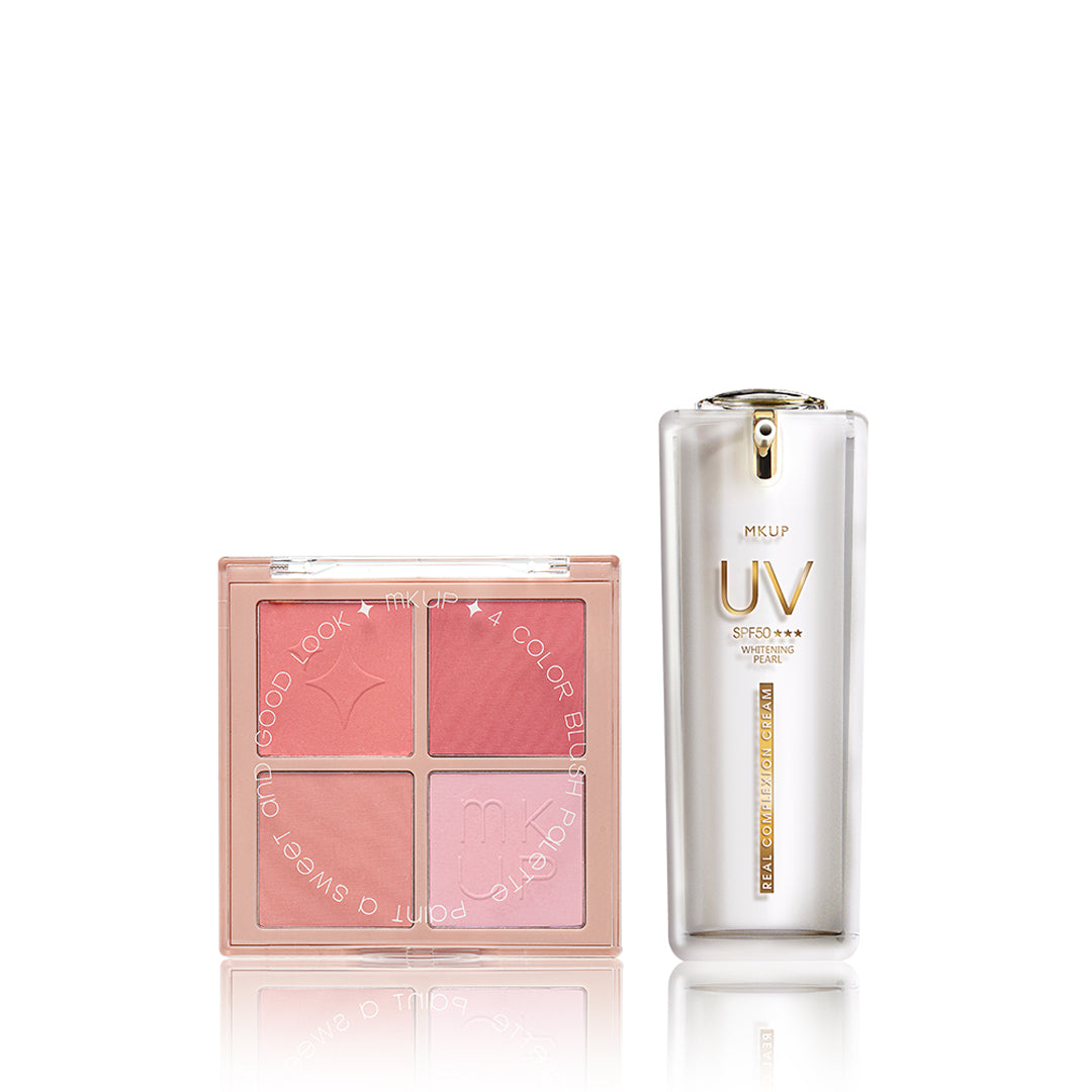 MKUP (PetalPlump Purple Cheek Palette / Blushing Beauty Palette) Pick One + 3 kinds of Real Complexion Cream Pick One