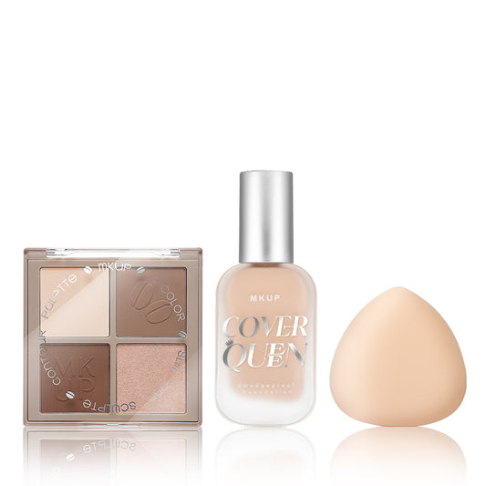 MKUP Slim and Sculpted Contour Palette + Coverage Foundation