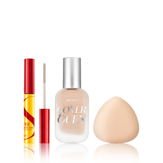 MKUP Cover Queen Smudgeproof Foundation SPF34★★★+ Bouncy Foundation Cushion + Super Lengthening Mesmerizing Power Mascara
