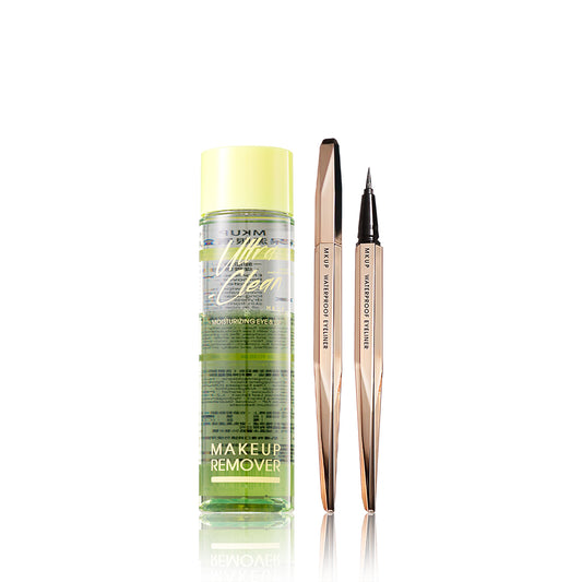 MKUP Ultra-Clean Moisturizing Eye & Lip Makeup Remover + Extreme Smudgeproof Eyeliner Brown Color