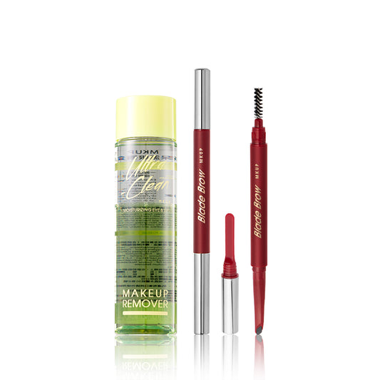 MKUP Ultra-Clean Moisturizing Eye & Lip Makeup Remover + Wild Brow Pencil