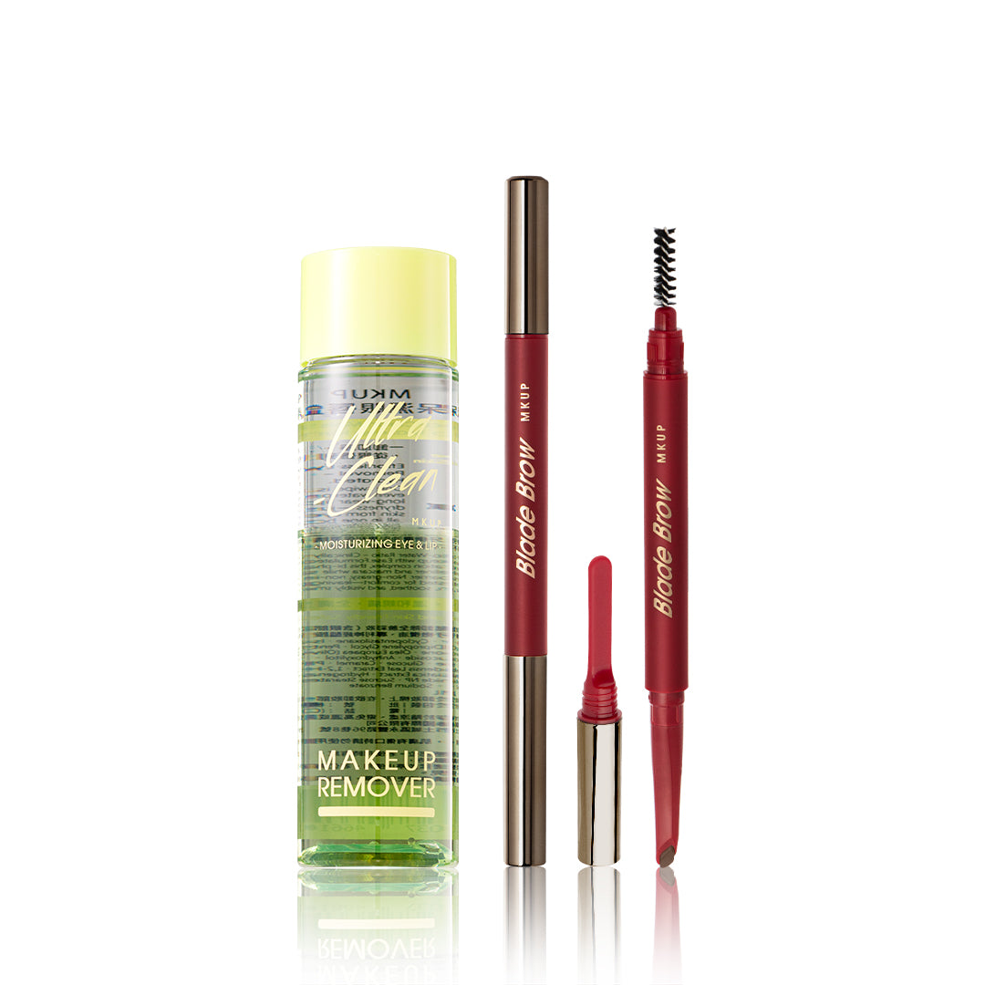 MKUP Ultra-Clean Moisturizing Eye & Lip Makeup Remover + Wild Brow Pencil
