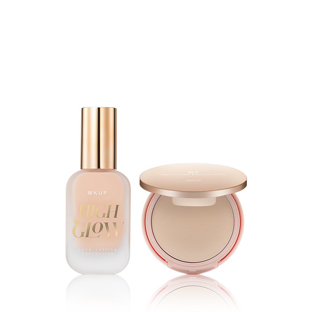 MKUP High Glow Long Lasting Foundation SPF34★★★ + (Youth Perfecting Skin Blurring Powder / Flawless Pearl Loose Setting Powder / B5 Pro Foundation) Pick One