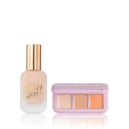 MKUP High Glow Long Lasting Foundation SPF34★★★ + (Flawless Retouch Concealer / Beauty Xiu Xiu Concealer Palette) Pick One