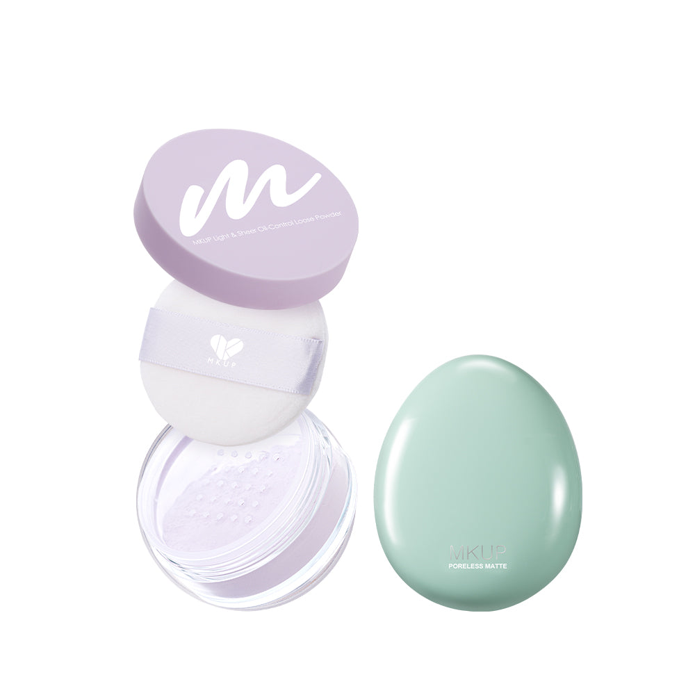 MKUP Light & Sheer Oil-Control Loose Powder Bundle Set