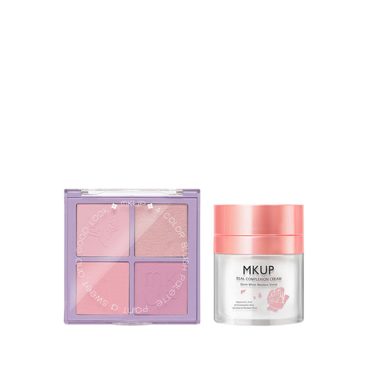 MKUP (PetalPlump Purple Cheek Palette / Blushing Beauty Palette) Pick One + 3 kinds of Real Complexion Cream Pick One