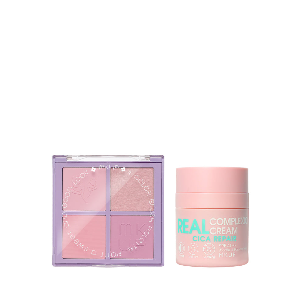 MKUP (PetalPlump Purple Cheek Palette / Blushing Beauty Palette) Pick One + 3 kinds of Real Complexion Cream Pick One