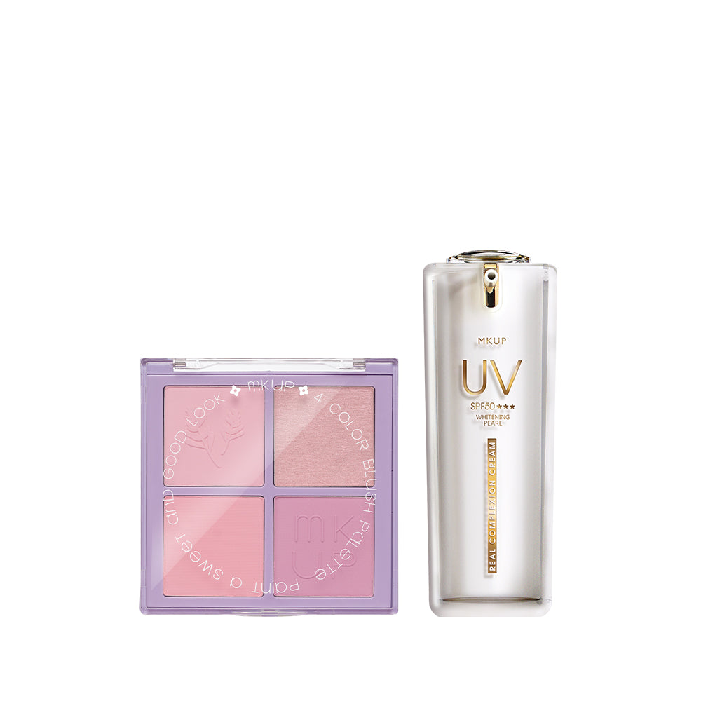 MKUP (PetalPlump Purple Cheek Palette / Blushing Beauty Palette) Pick One + 3 kinds of Real Complexion Cream Pick One