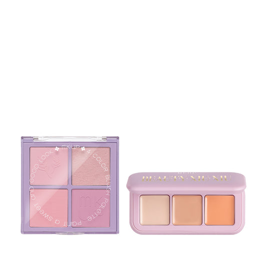 MKUP (PetalPlump Purple Cheek Palette / Blushing Beauty Palette) Pick One + Beauty Xiu Xiu Concealer Palette