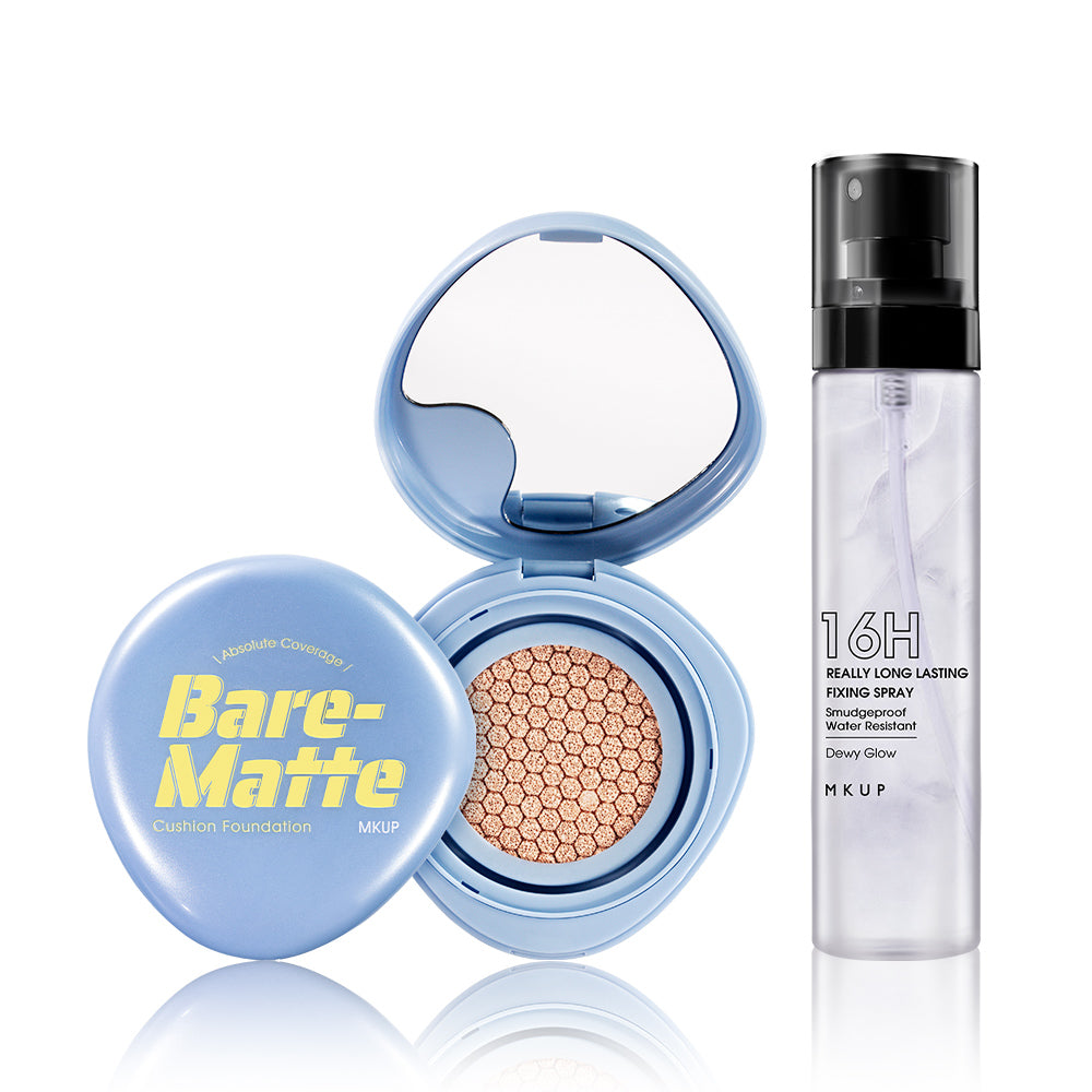 MKUP Absolute Coverage Bare-Matte Cushion Foundation (SPF25 PA++) + Really Long Lasting Fixing Spray (PREORDER End July)