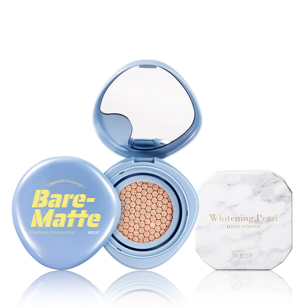 MKUP Absolute Coverage Bare-Matte Cushion Foundation (SPF25 PA++) + (Youth Perfecting Powder / Oil-Control Loose Powder / Flawless Pearl Loose Setting Powder) Pick One (PREORDER End July)