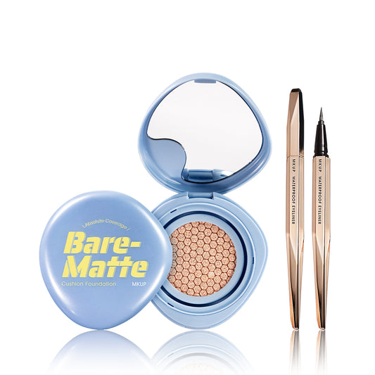MKUP Absolute Coverage Bare-Matte Cushion Foundation(SPF25 PA++)+Extreme Smudgeproof Eyeliner (PREORDER End July)