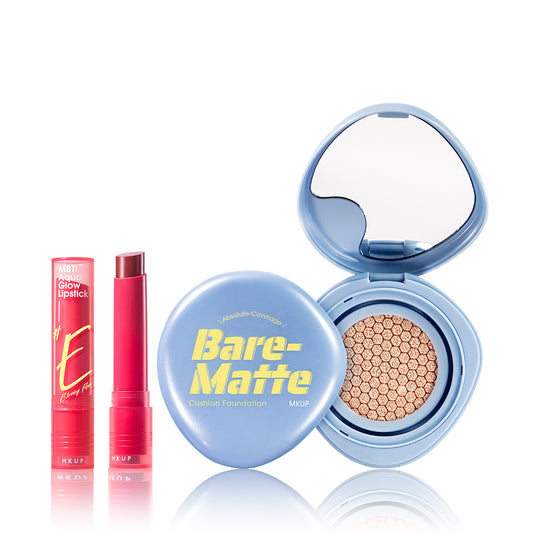 MKUP MBTI水光唇釉 + 零毛孔控油气垫粉底液 SPF25 PA++