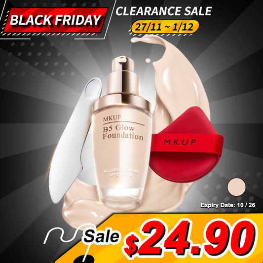MKUP B5 Glow Foundation SPF35★★★★ + Bouncy Foundation Puff + Flawless Foundation Spatula