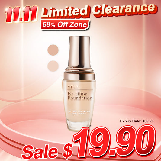 MKUP B5 Glow Foundation SPF35★★★★ + Bouncy Foundation Puff + Flawless Foundation Spatula