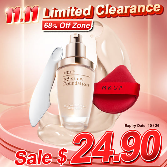 MKUP B5 Glow Foundation SPF35★★★★ + Bouncy Foundation Puff + Flawless Foundation Spatula