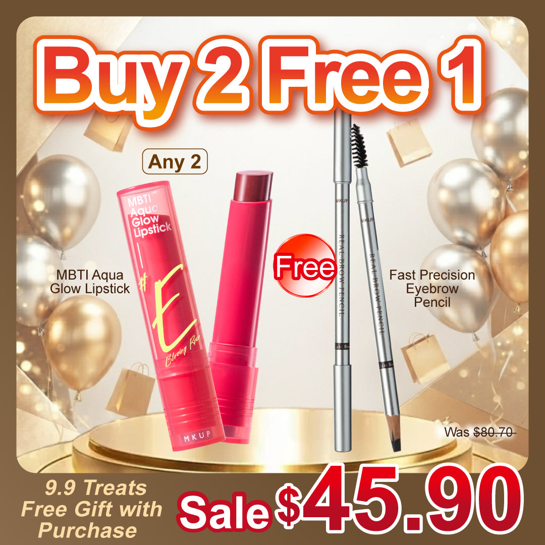 MKUP MBTI Aqua Glow Lipstick x2【Free】Fast Precision Eyebrow Pencil