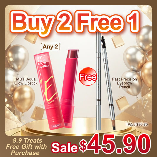 MKUP MBTI Aqua Glow Lipstick x2【Free】Fast Precision Eyebrow Pencil