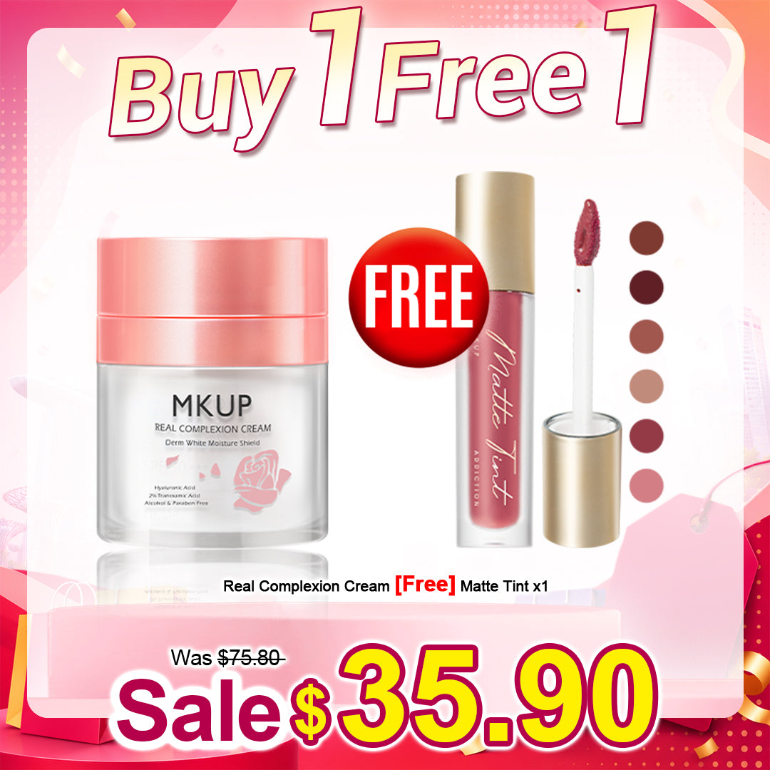 MKUP (Real Complexion Cream / Super Coverage Hydrating Real Complexion Cream SPF23★★★ / UV Pearl Whitening Real Complexion Cream SPF50★★★) 【Free】Matte Lip Tint
