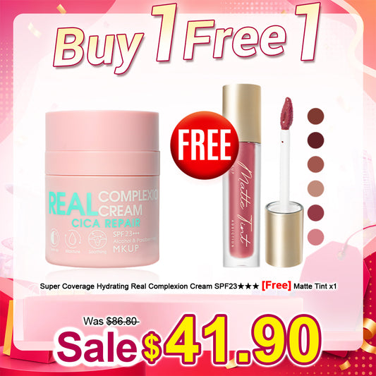 MKUP (Real Complexion Cream / Super Coverage Hydrating Real Complexion Cream SPF23★★★ / UV Pearl Whitening Real Complexion Cream SPF50★★★) 【Free】Matte Lip Tint