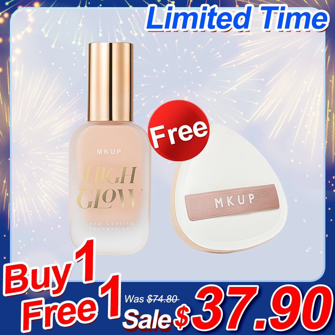 MKUP ( Cover Queen Smudgeproof Foundation SPF34★★★ / High Glow Long Lasting Foundation SPF34★★★ ) Pick One【Free】Bouncy Foundation Cushion