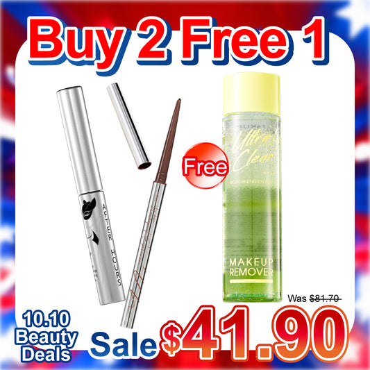 MKUP (AFTER HOURS Lengthening Mascara / Super Lengthening Power Mascara) + Intense Waterproof Liner【Free】Ultra-Clean Moisturizing Eye & Lip Makeup Remover
