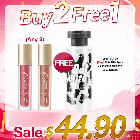 MKUP Matte Lip Tint x2【Free】Oats Milk Eye & Lip Makeup Remover