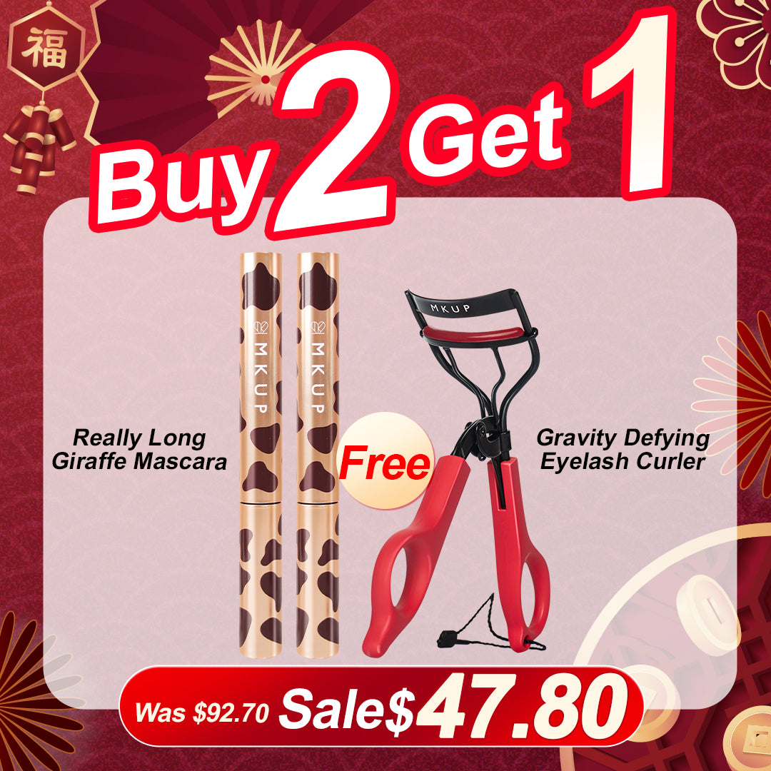MKUP (Super Lengthening Mesmerizing Power Mascara / Really Long Big Eye Mascara) Pick 2【Free】Gravity Defying Eyelash Curler