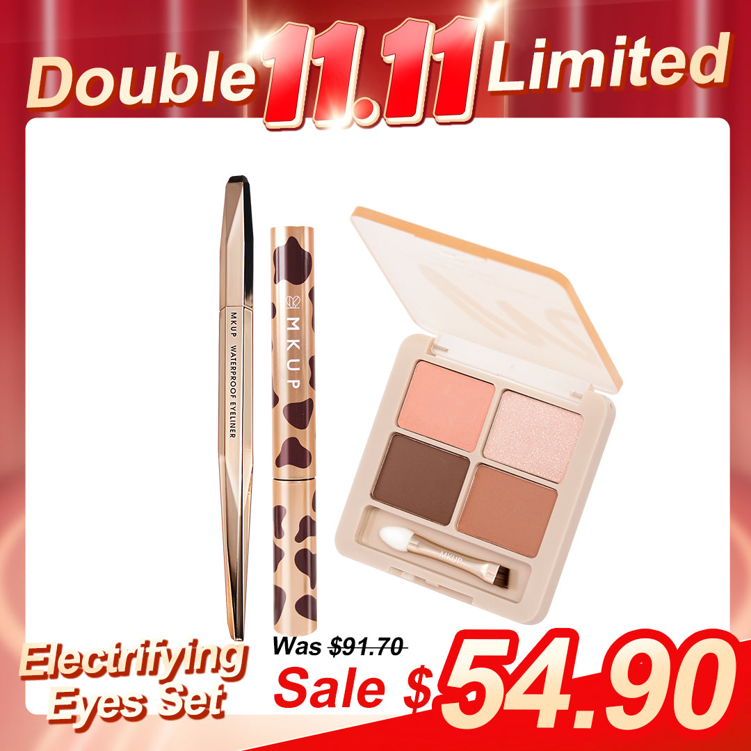 MKUP Baby Aegyo Eye Glow Palette - Mousse Edition + Extreme Smudgeproof Eyeliner + Really Long Giraffe Mascara