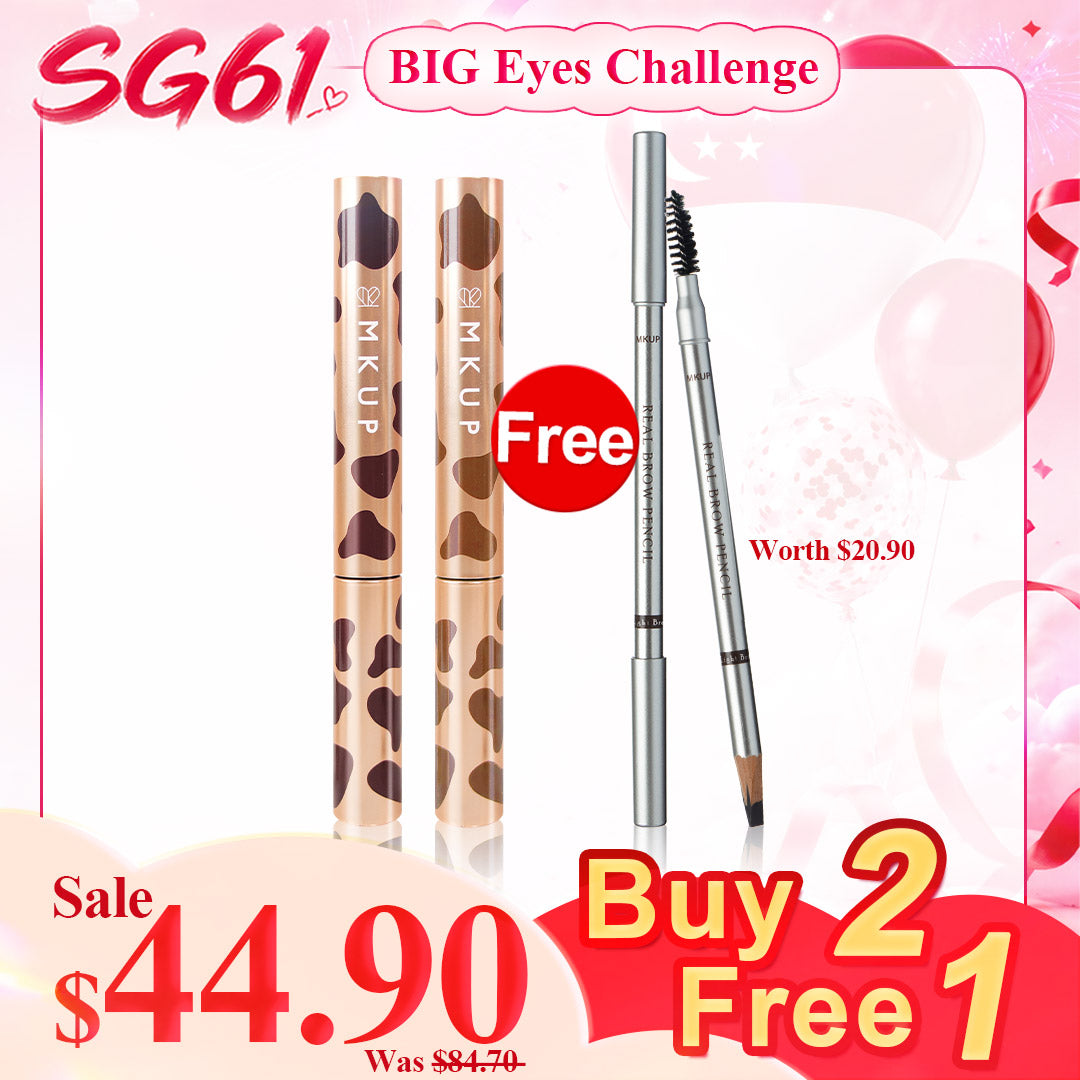 MKUP Really Long Big Eye Mascara x2【Free】Fast Precision Eyebrow Pencil