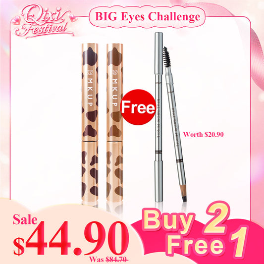 MKUP Really Long Big Eye Mascara x2【Free】Fast Precision Eyebrow Pencil
