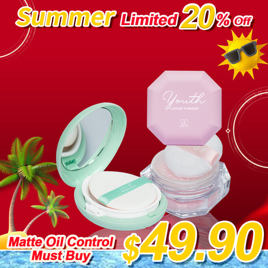 MKUP Poreless Matte Oil Control Cushion【SPF25 PA++】+ Youth Perfecting Skin Blurring Powder
