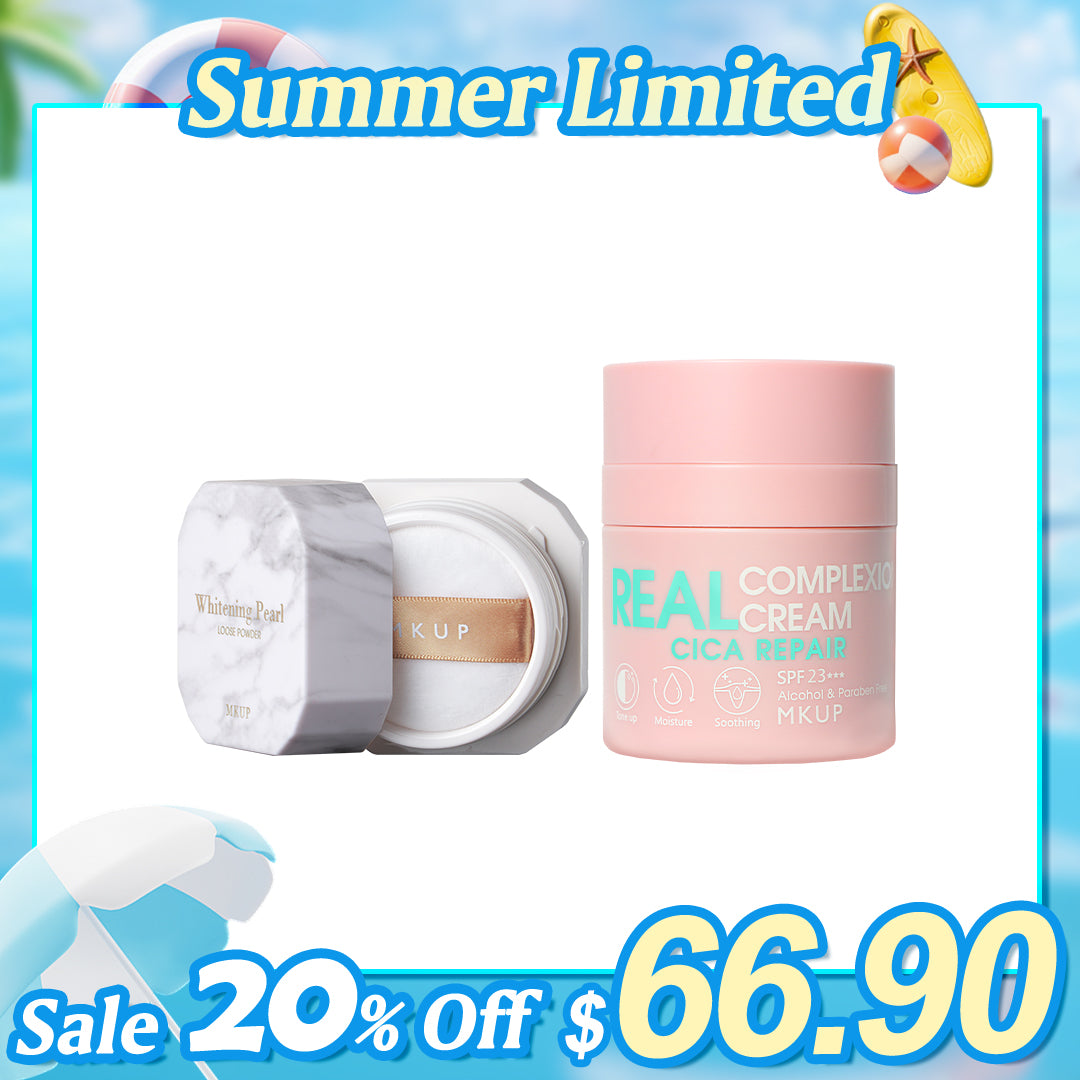 MKUP (Super Coverage Hydrating Real Complexion Cream / Real Complexion Cream / UV Pearl Whitening Real Complexion Cream SPF50 )Pick One + Pearl Loose Setting Powder