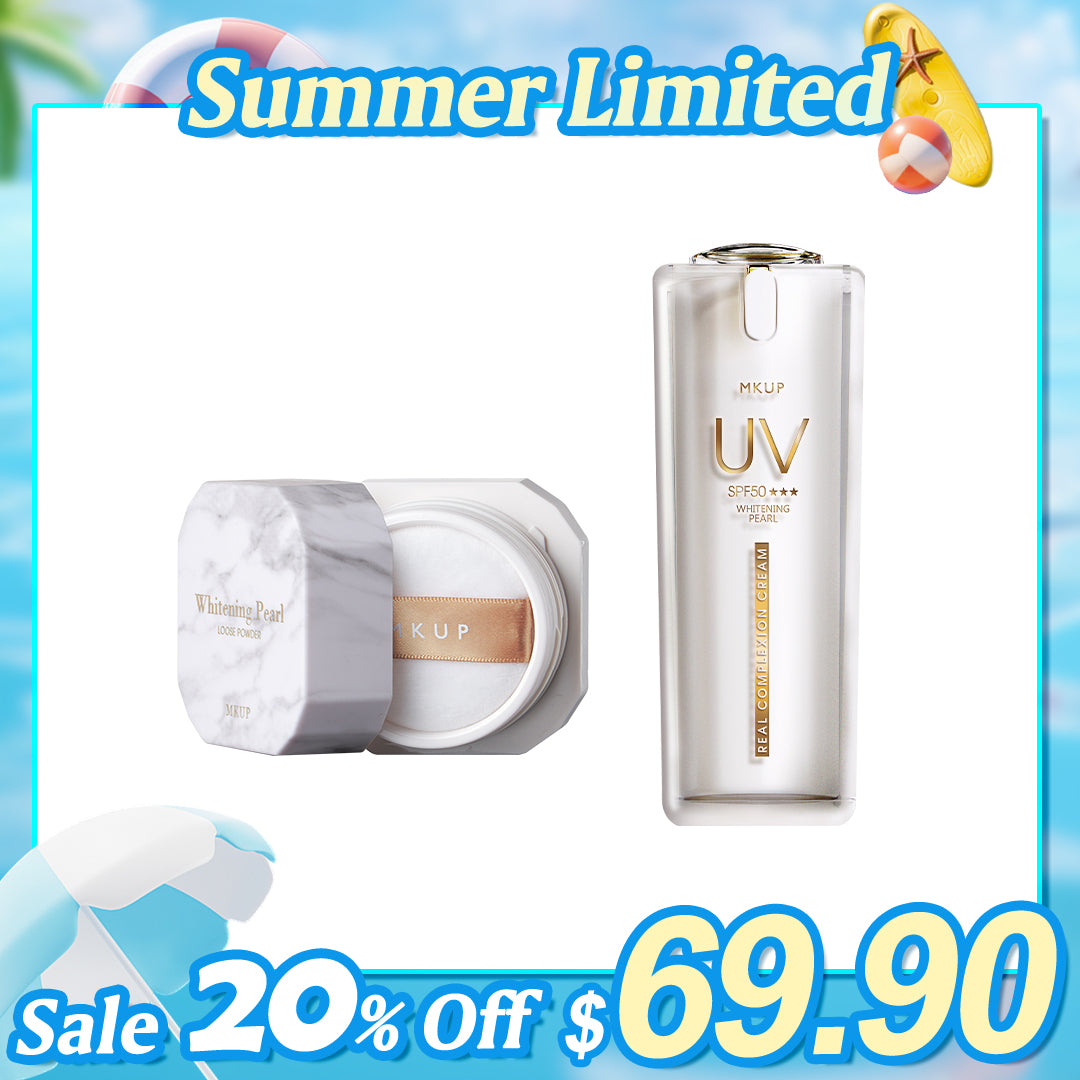 MKUP (Super Coverage Hydrating Real Complexion Cream / Real Complexion Cream / UV Pearl Whitening Real Complexion Cream SPF50 )Pick One + Pearl Loose Setting Powder