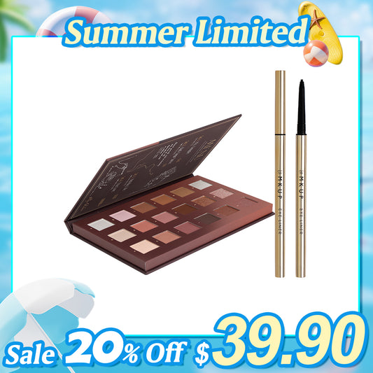 MKUP 18 Chocolate Temptation Eye Palette + Pro 1.5mm Smudgeproof Eyeliner Gel
