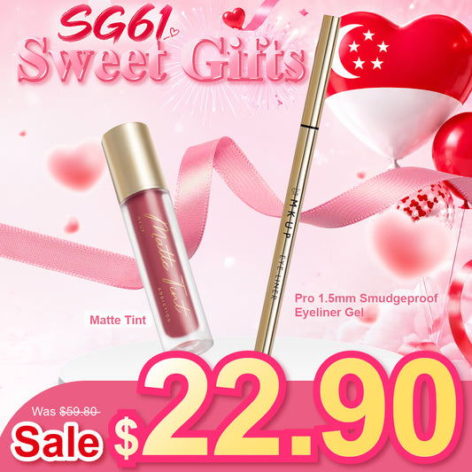 MKUP Matte Lip Tint + Pro 1.5mm Smudgeproof Eyeliner Gel (Soft Black)