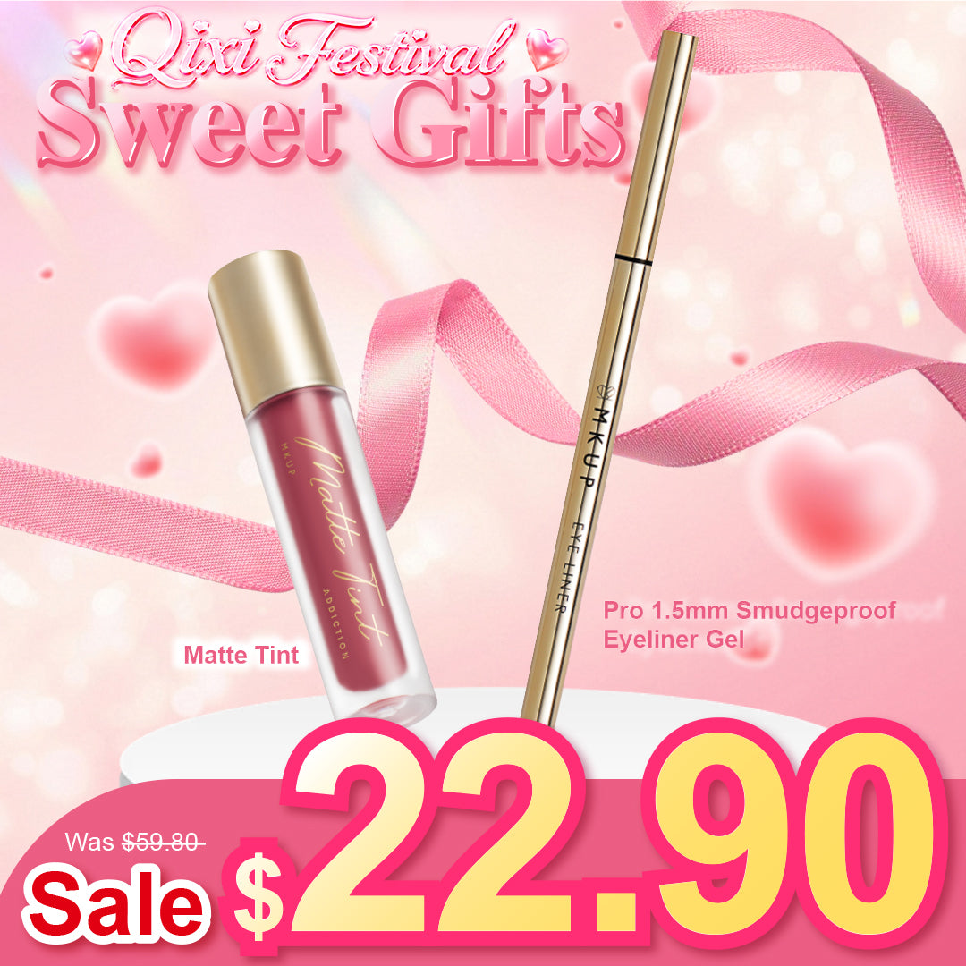 MKUP Matte Lip Tint + Pro 1.5mm Smudgeproof Eyeliner Gel (Soft Black)