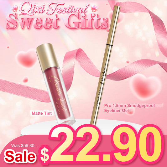 MKUP Matte Lip Tint + Pro 1.5mm Smudgeproof Eyeliner Gel (Soft Black)